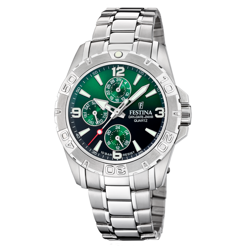 Festina Orologio Multifunzione Acciaio Quadrante Verde-Nero