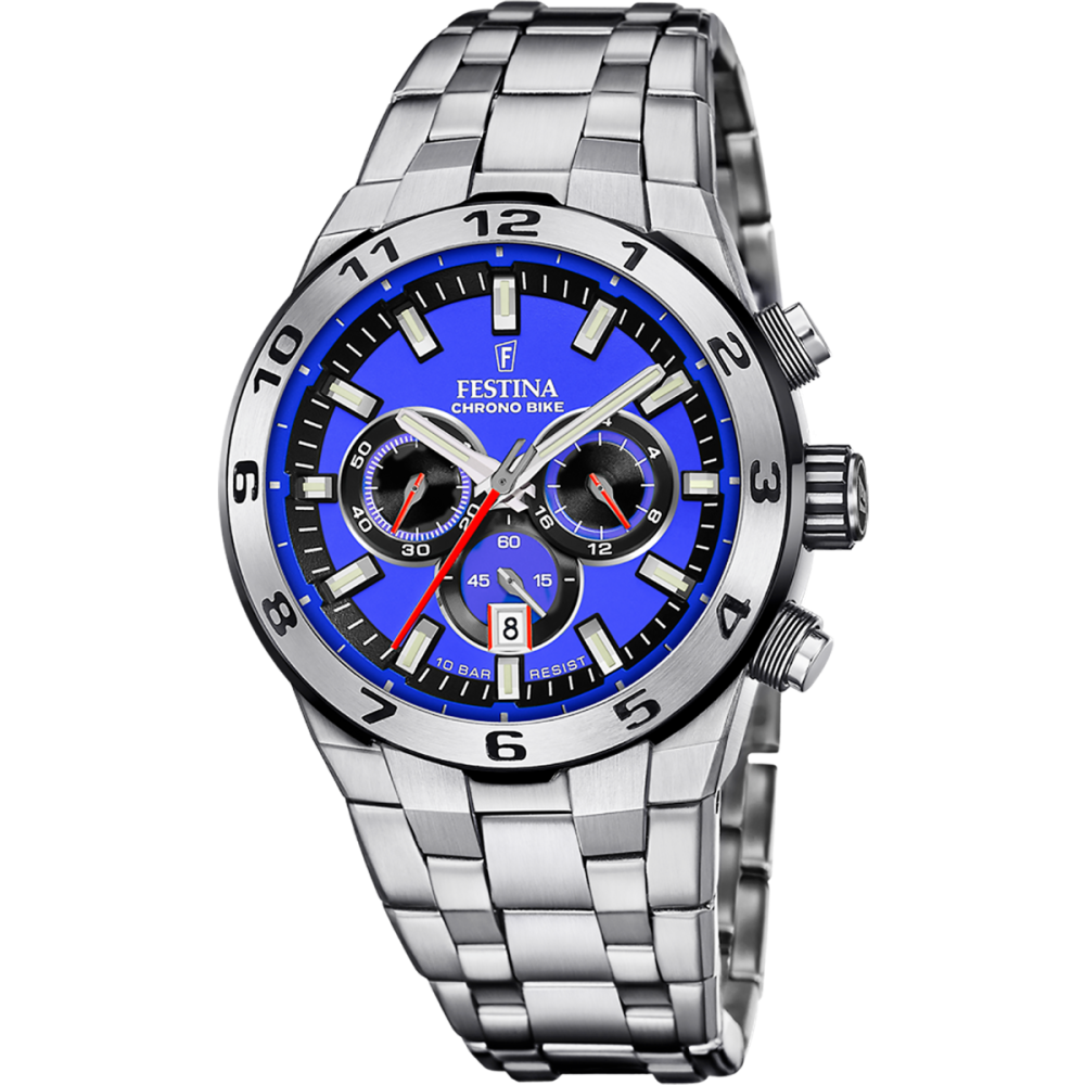 Festina Orologio Cronografo Acciaio Quadrante Azzurro