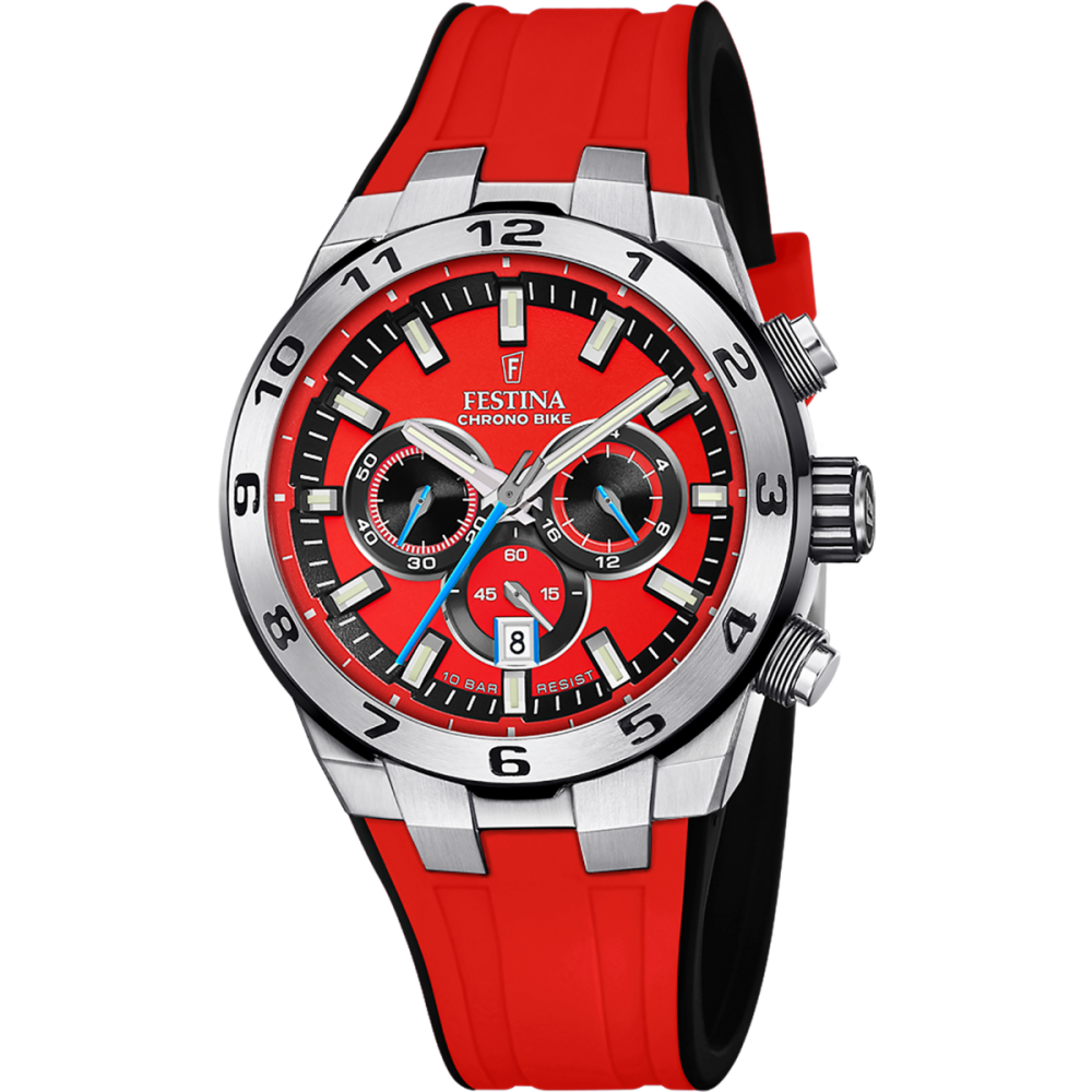 Festina Orologio Cronografo Acciaio Quadrante Rosso