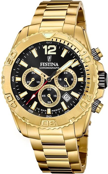 Festina Orologio Cronografo Acciaio Gold Quadrante Nero