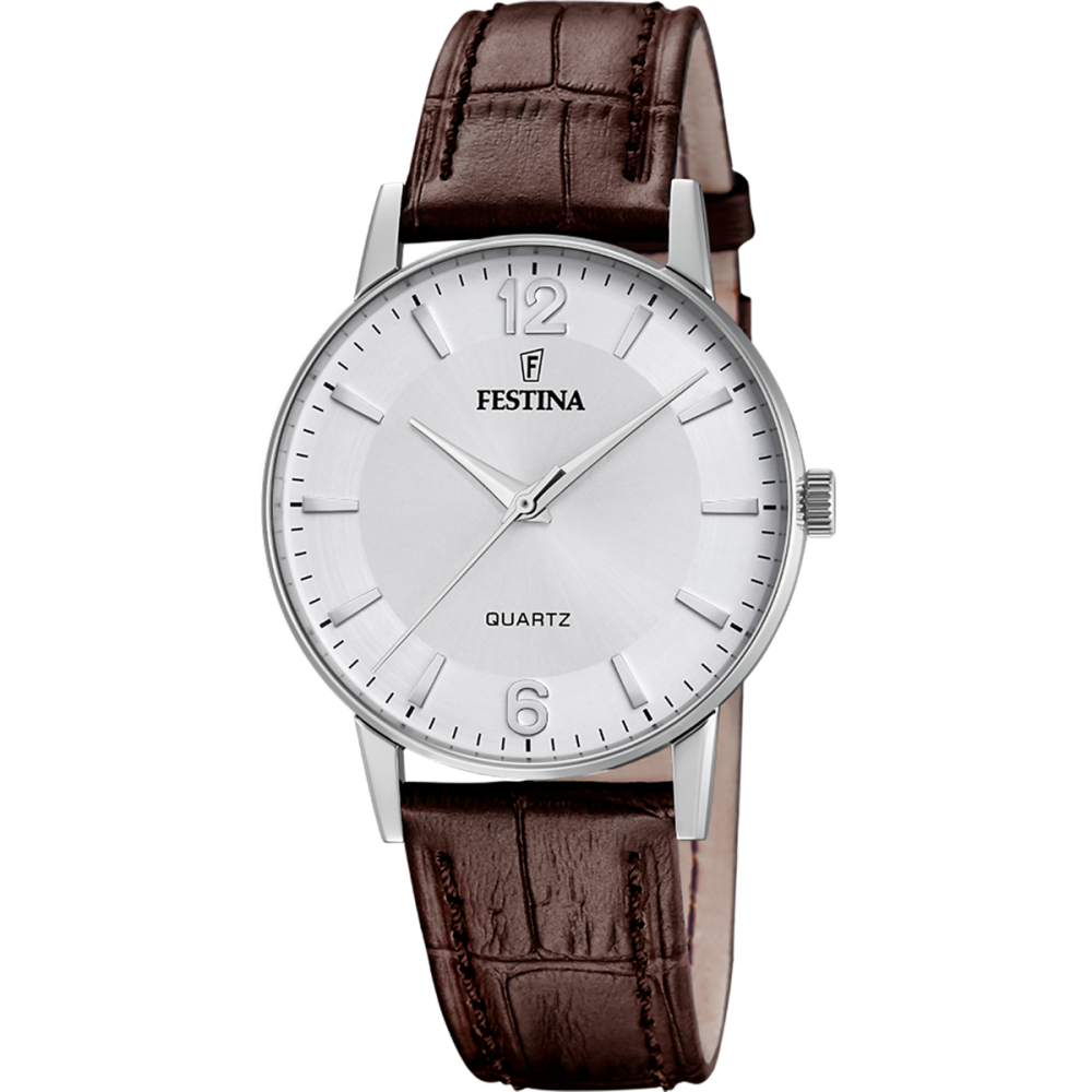 Festina Orologio Solo Tempo Acciaio Pelle Marrone