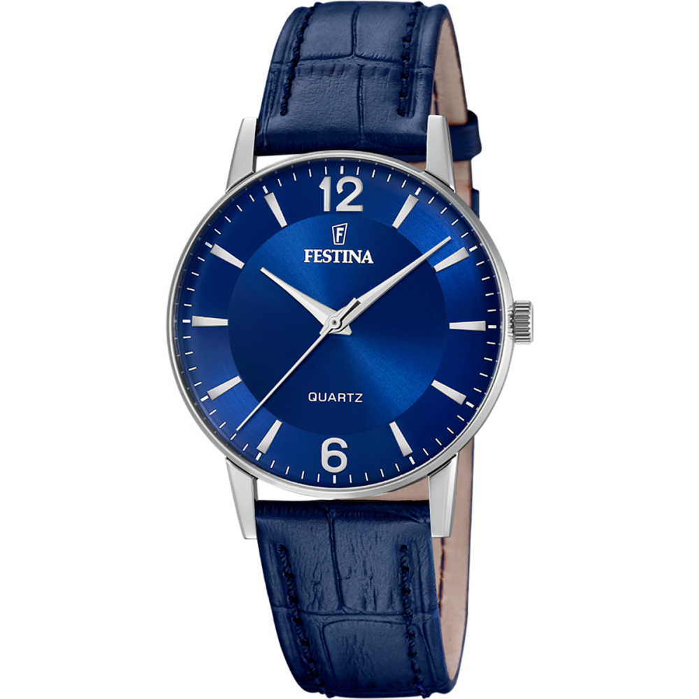 Festina Orologio Solo Tempo Acciaio Pelle Blu