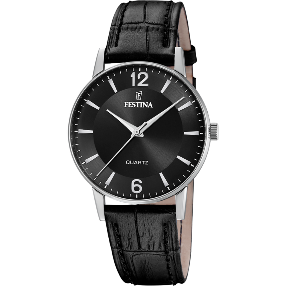 Festina Orologio Solo Tempo Acciaio Pelle Nero