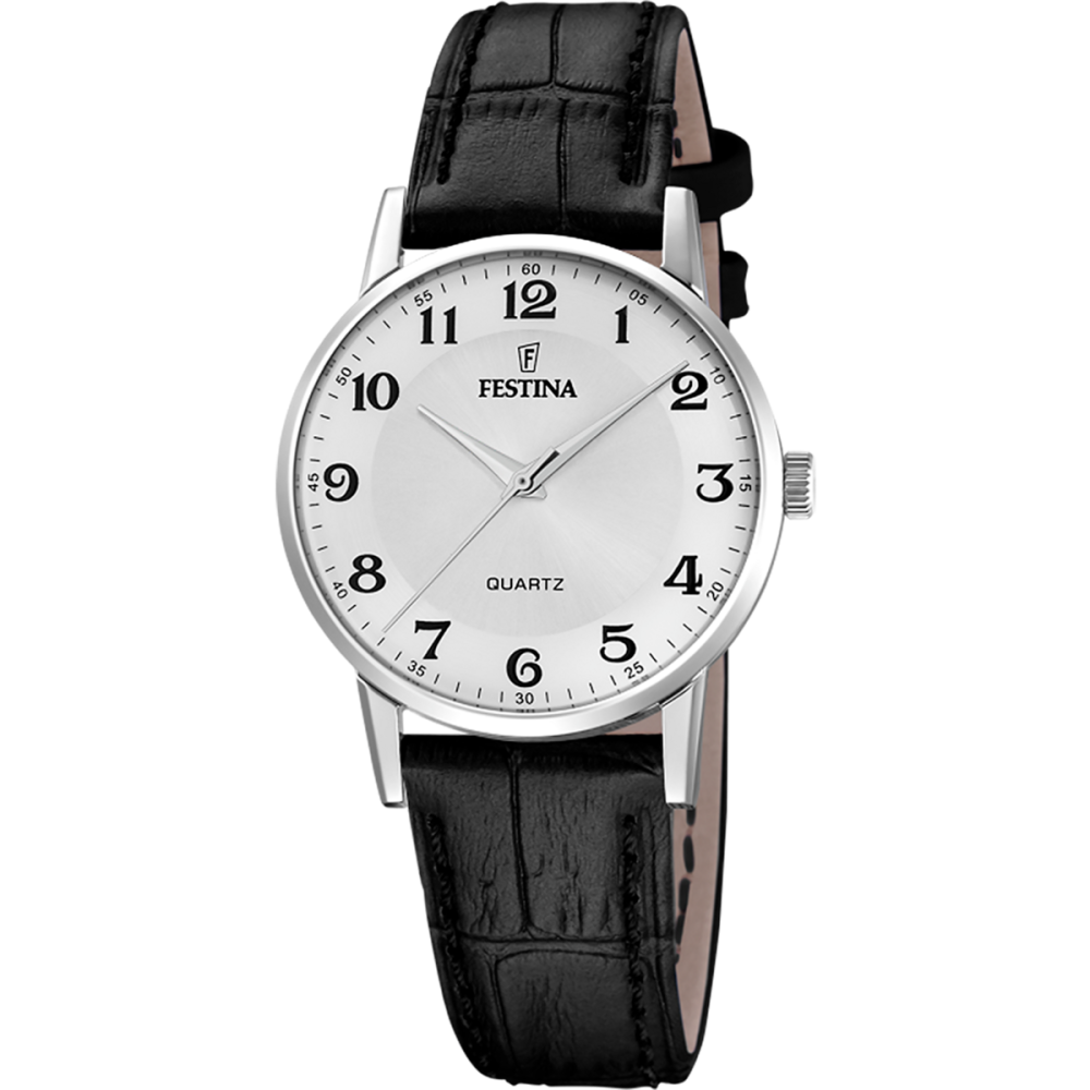 Festina Orologio Solo Tempo Acciaio Pelle Nero