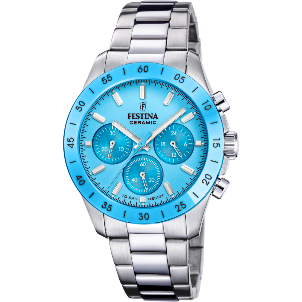 Festina Orologio Cronografo Acciaio Quadrante Azzurro