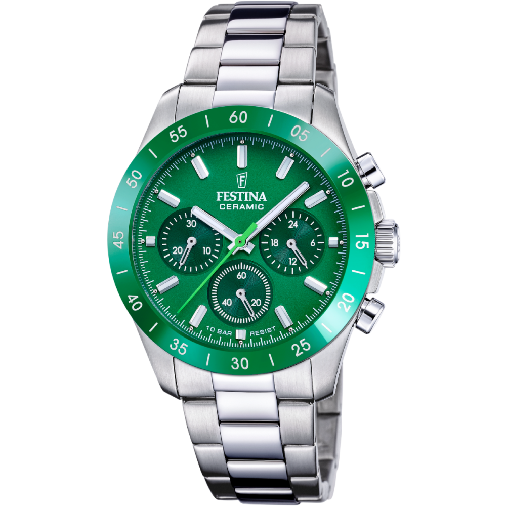 Festina Orologio Cronografo Acciaio Quadrante Verde