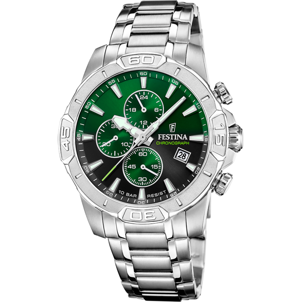 Festina Orologio Cronografo Acciaio Quadrante Verde
