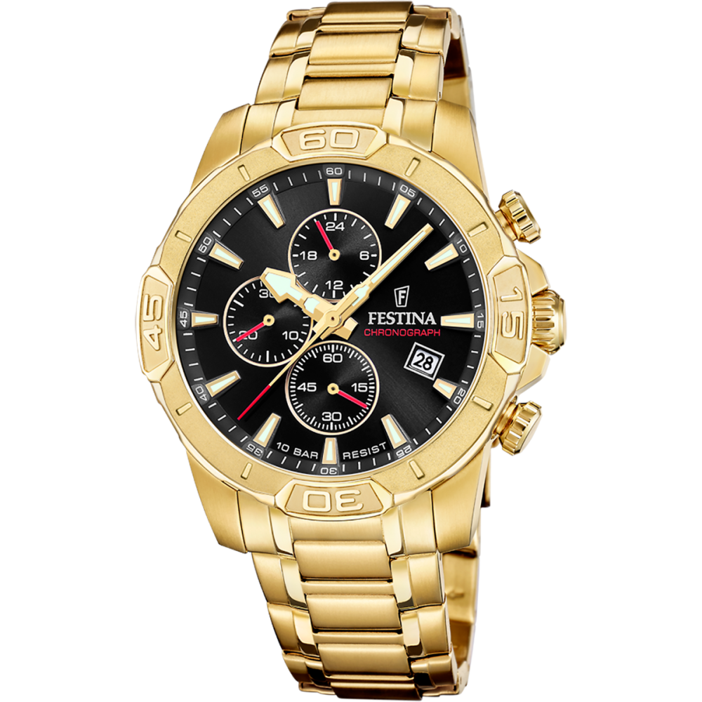 Festina Orologio Cronografo Acciaio Gold Quadrante Nero