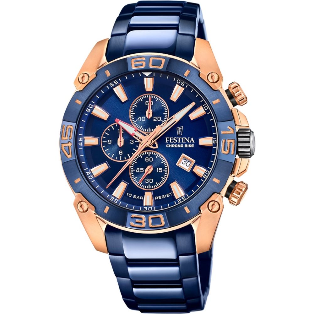 Festina Orologio Cronografo Acciaio Blu-Rosè