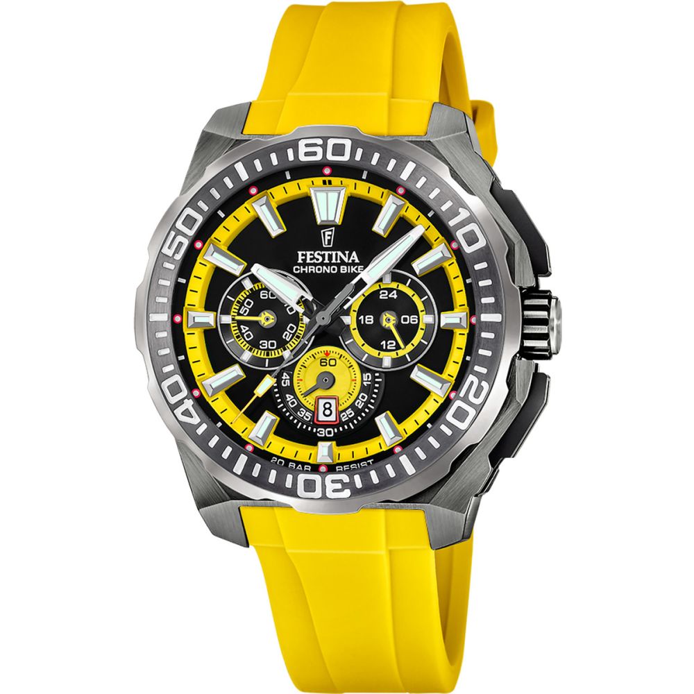 Festina Orologio Cronografo Acciaio Quadrante Giallo-Nero