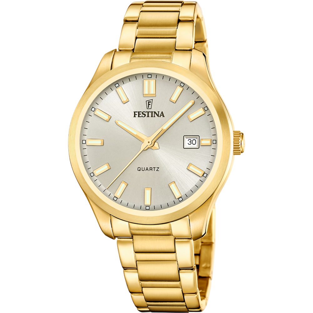 Festina Orologio Solo Tempo Acciaio Gold Quadrante Gold