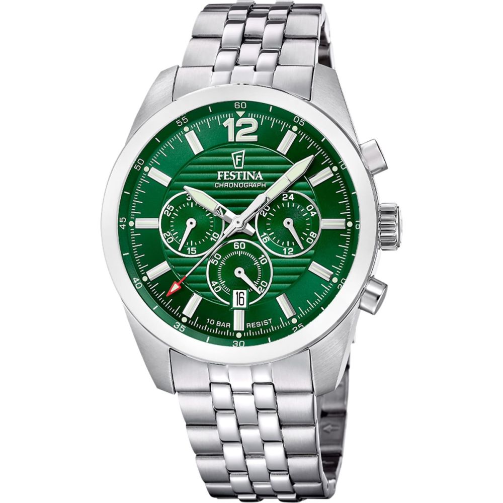 Festina Cronografo Acciaio Quadrante Verde