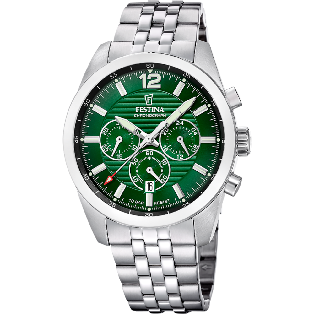 Festina Orologio Cronografo Acciaio Quadrante Verde