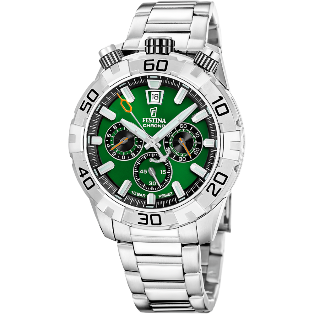Festina Orologio Cronografo Acciaio Quadrante Verde