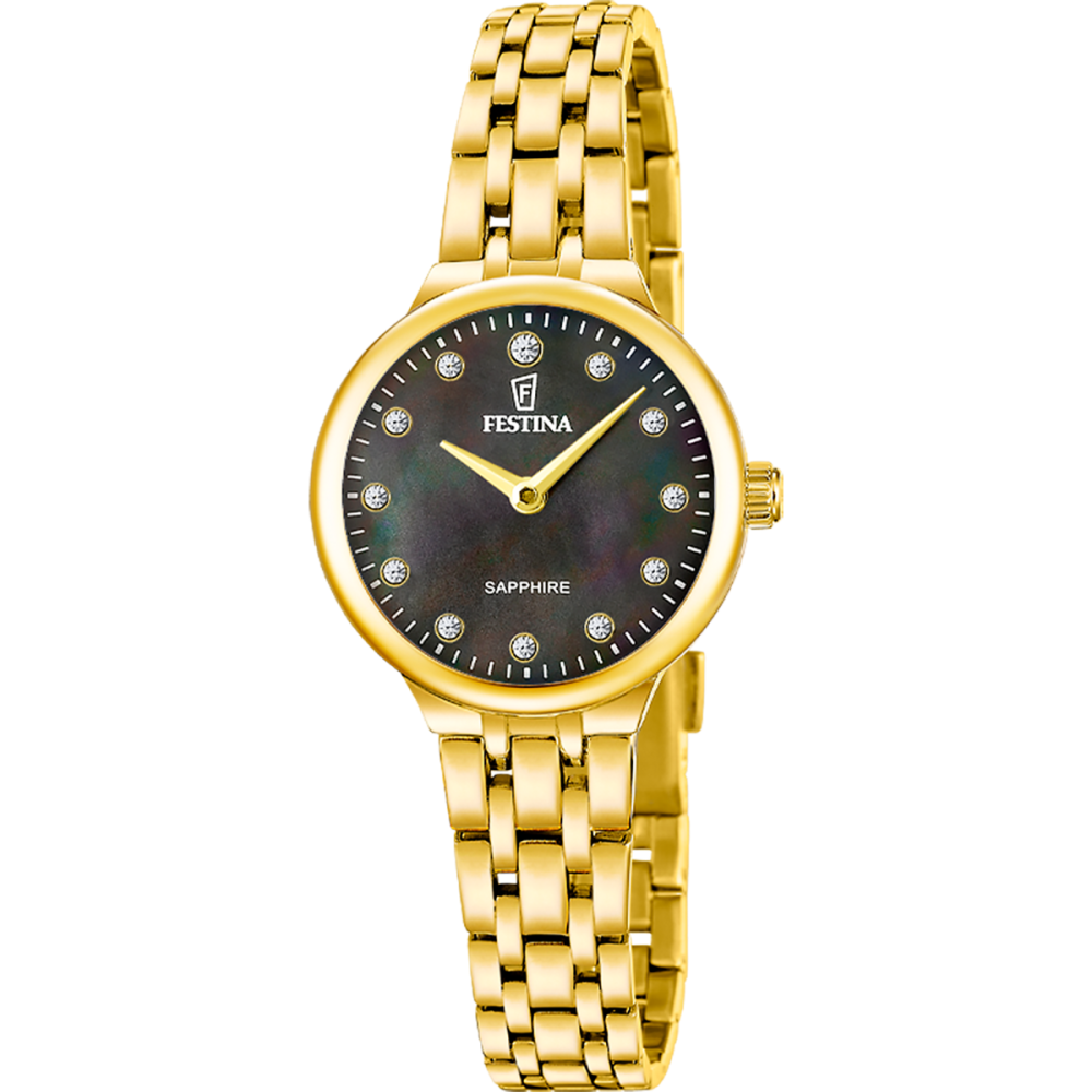 Festina Orologio Solo Tempo Acciaio Gold Quadrante Nero