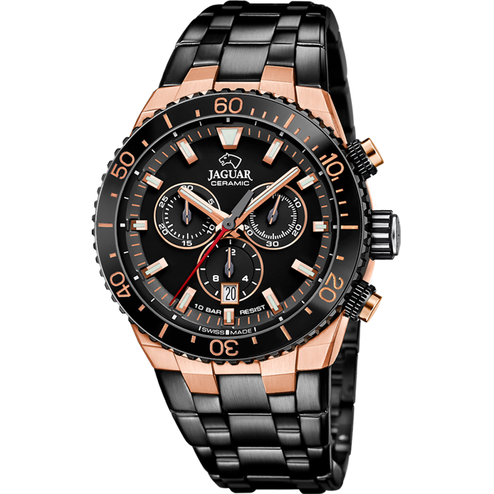 Jaguar Orologio Cronografo Acciaio Nero Quadrante Nero