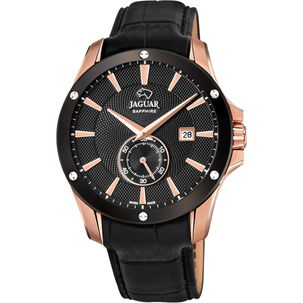 Jaguar Orologio Solo Tempo Acciaio Rosè e Pelle Nera