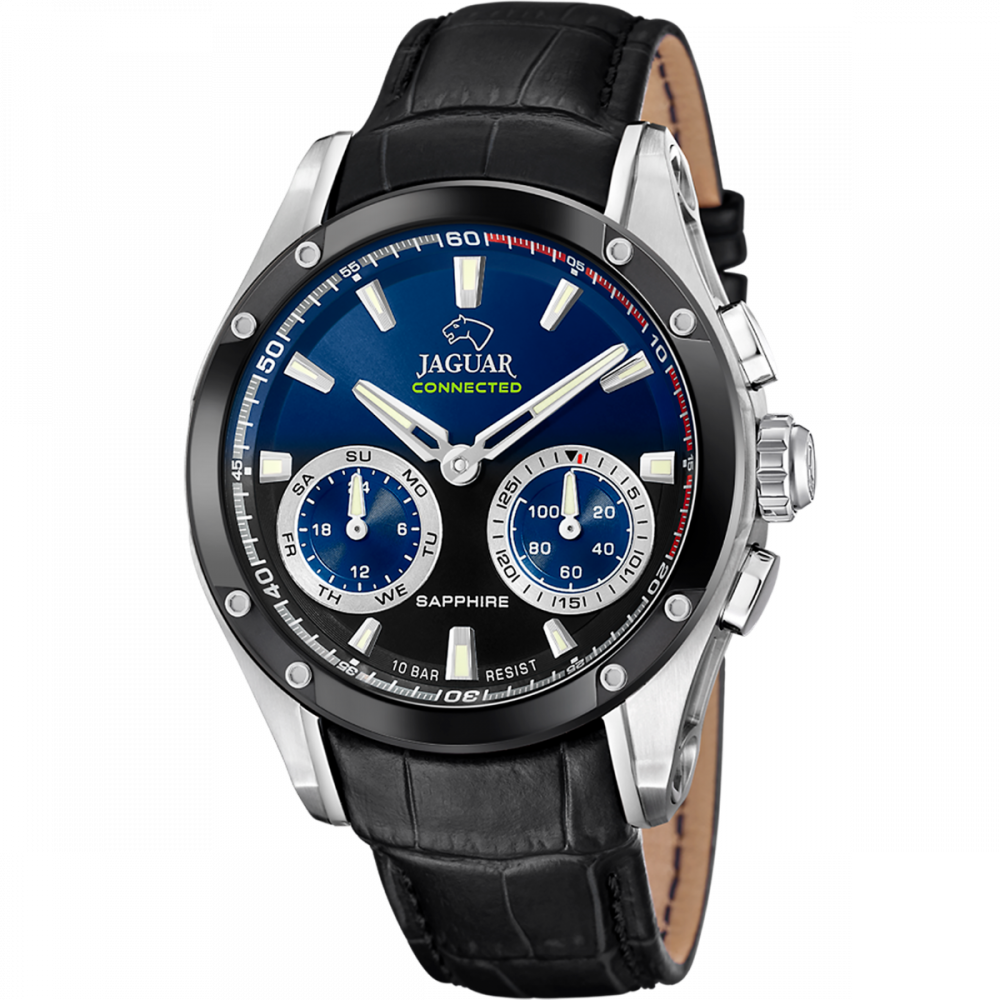 Jaguar Orologio Connected Uomo Acciaio e Pelle Nero