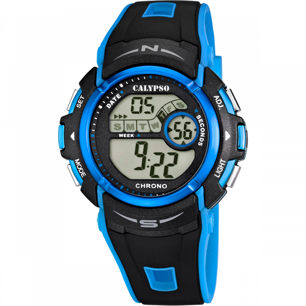 Calypso Orologio Uomo-Bambino Gomma Digitale Multifunzione Nero-Azzurro