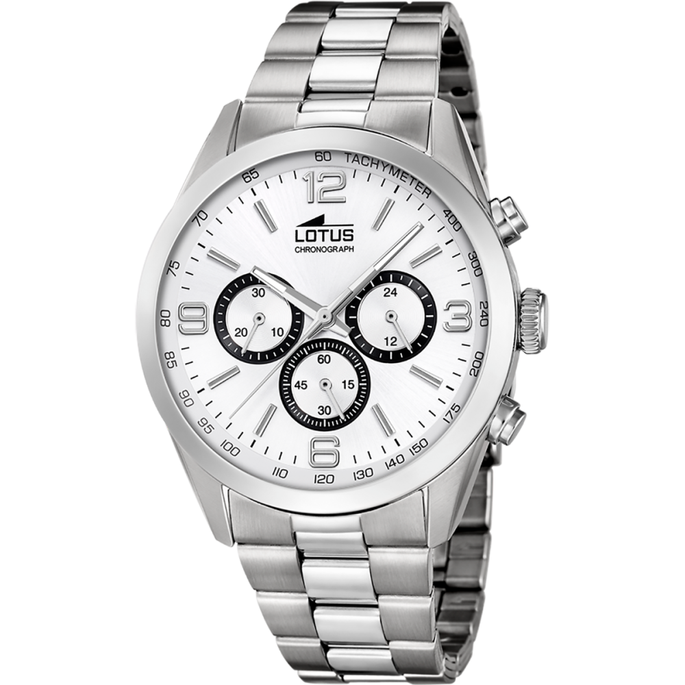 Lotus Orologio Cronografo Acciaio Quadrante Bianco