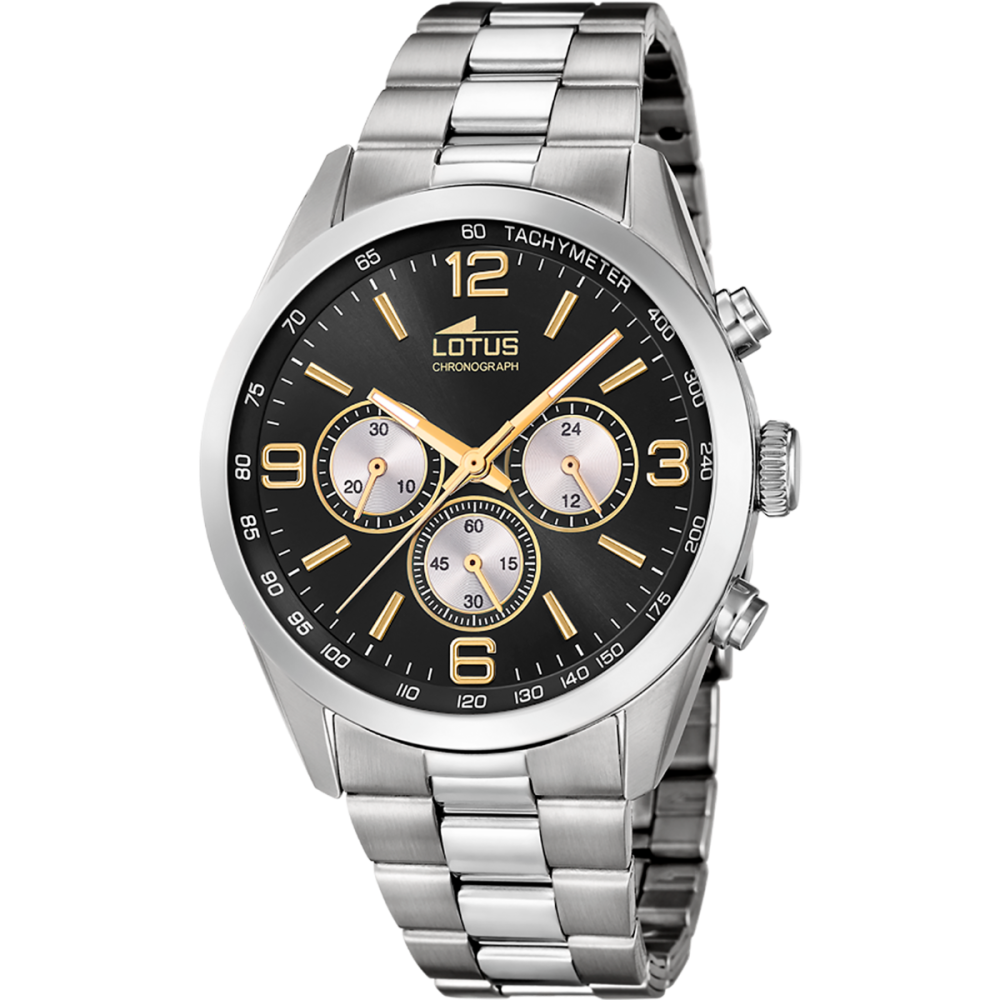 Lotus Orologio Cronografo Acciaio Quadrante Nero