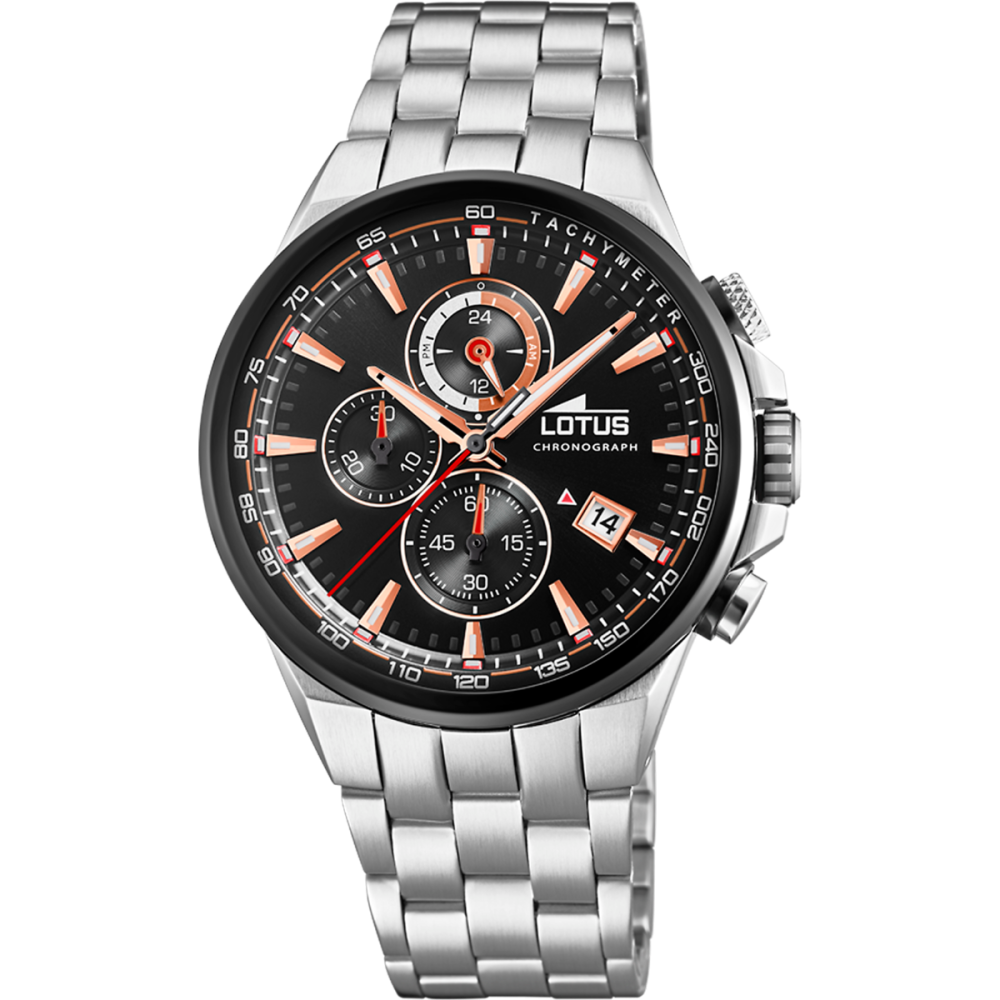 Lotus Orologio Acciaio Cronografo Quadrante Nero