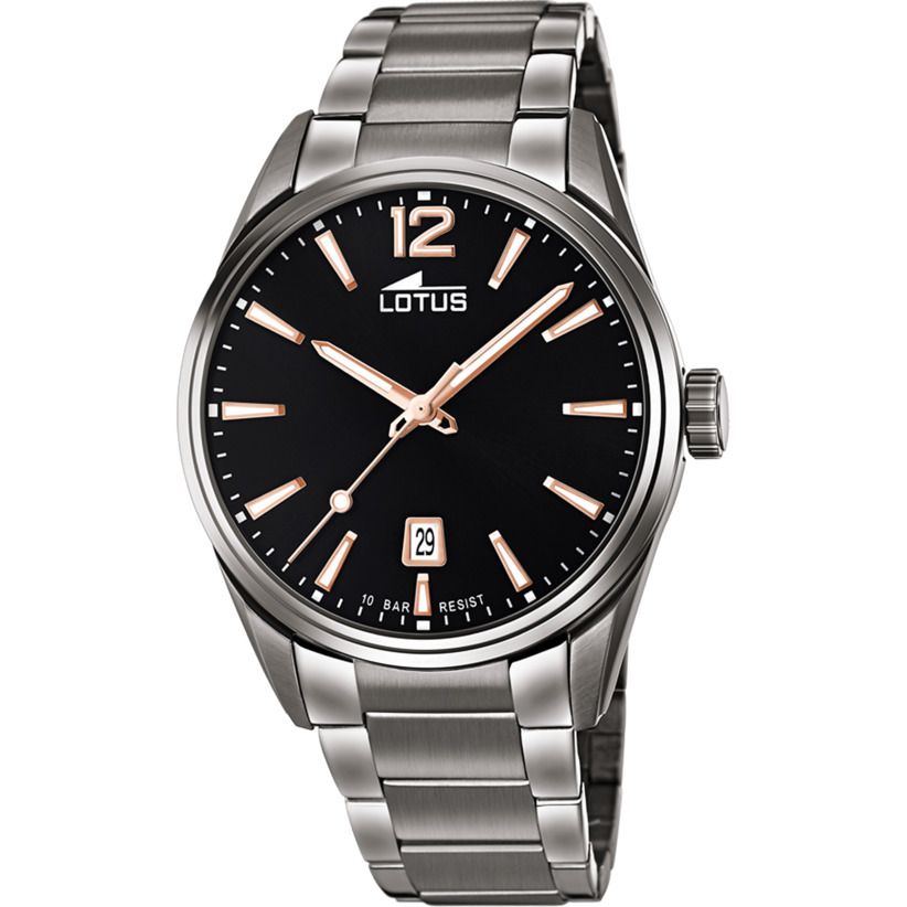 Lotus Orologio Solo Tempo Acciaio Quadrante Nero