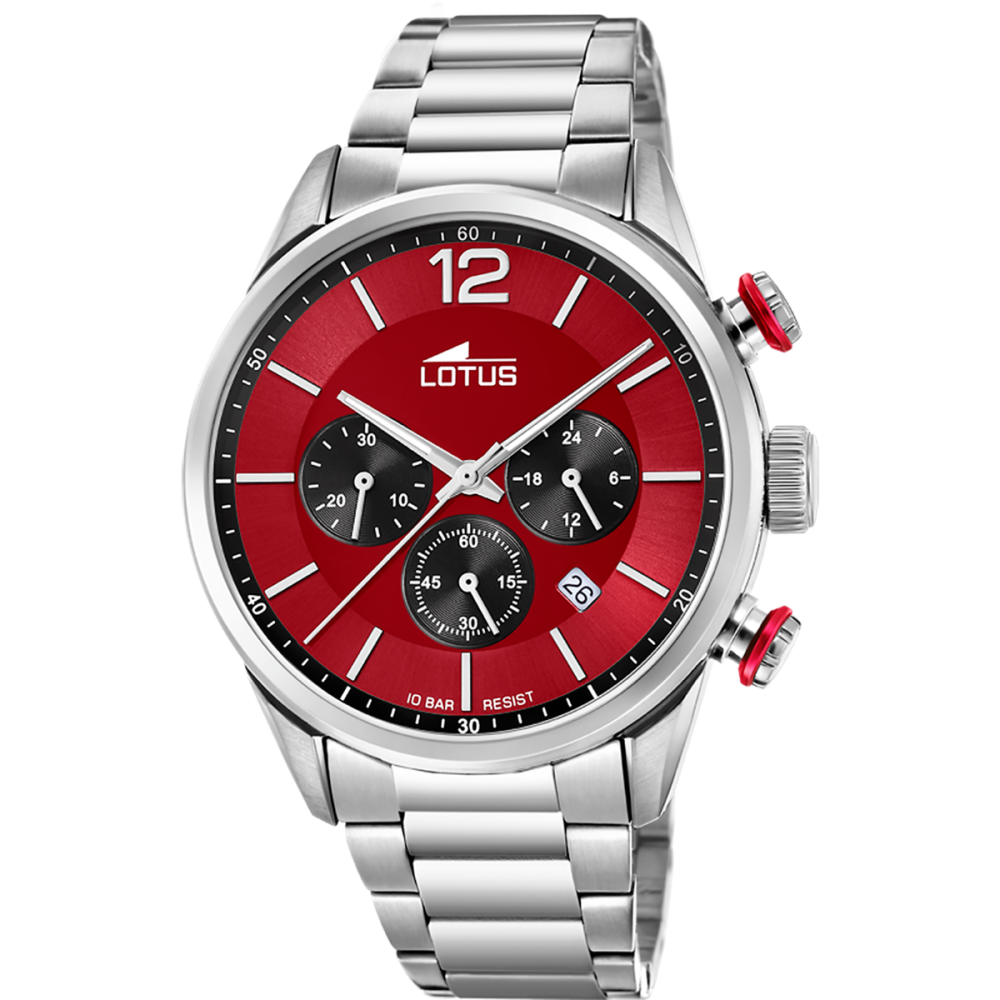 Lotus Orologio Cronografo Acciaio Quadrante Rosso