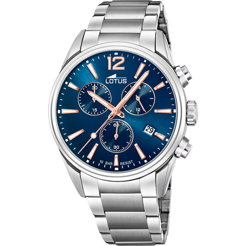 Lotus Orologio Acciaio Cronografo Quadrante Blu