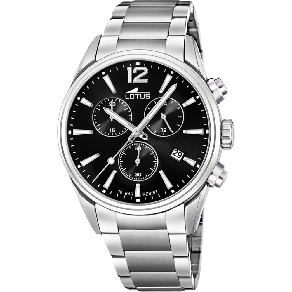 Lotus Orologio Acciaio Cronografo Quadrante Nero