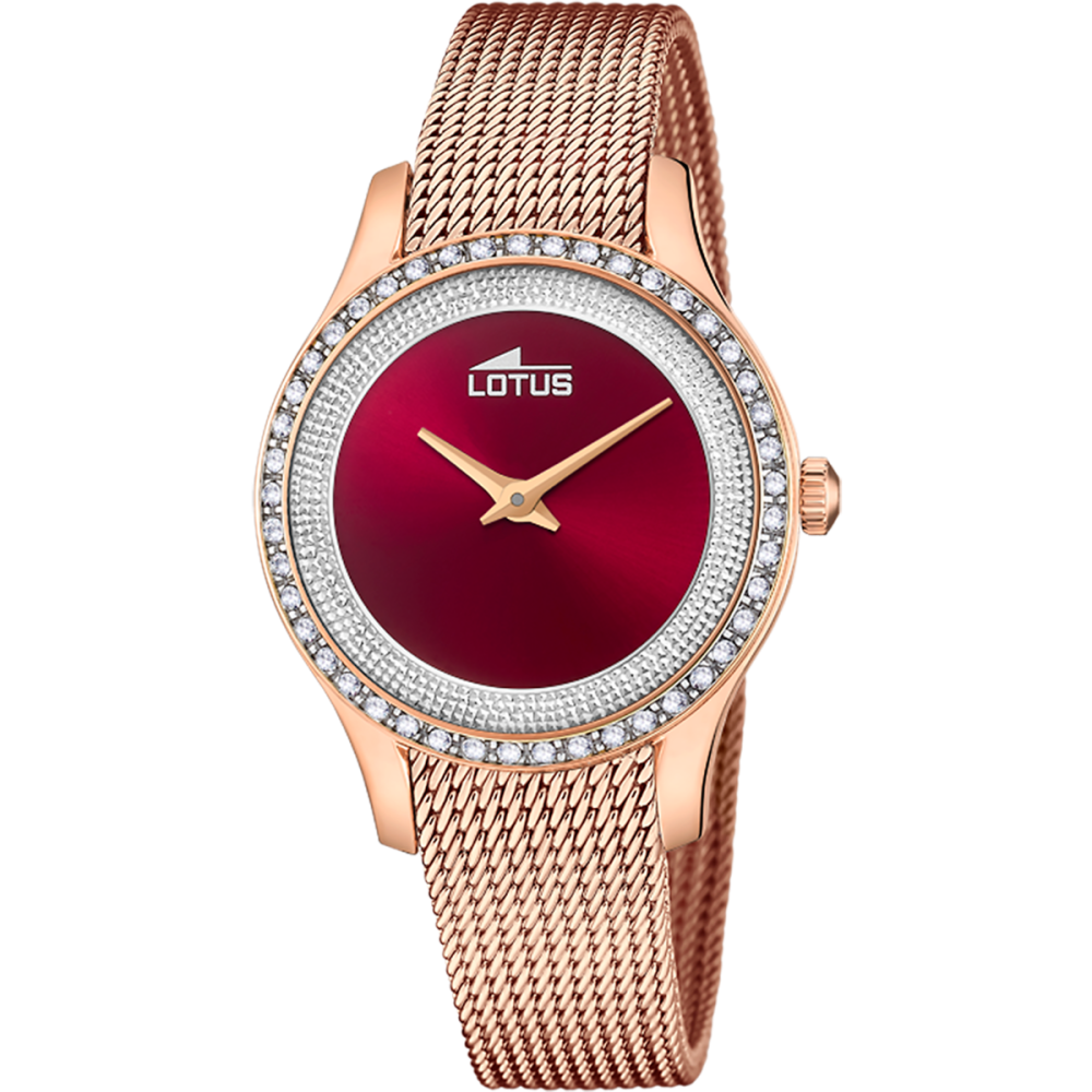 Lotus Orologio Acciaio Rosè Solo Tempo Quadrante Bordeaux