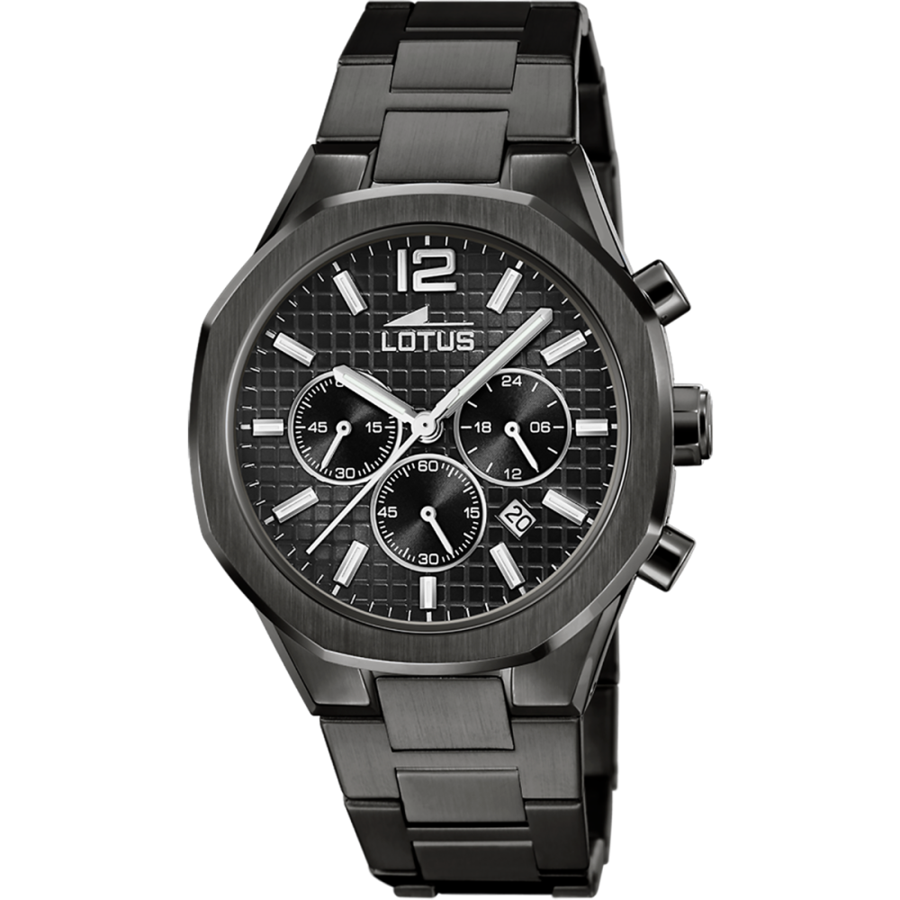 Lotus Orologio Acciaio Nero Cronografo Quadrante Nero