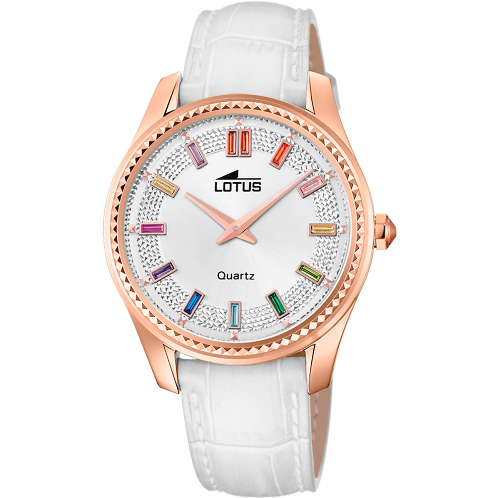 Lotus Orologio Solo Tempo Acciaio Rosè e Pelle Quadrante Silver