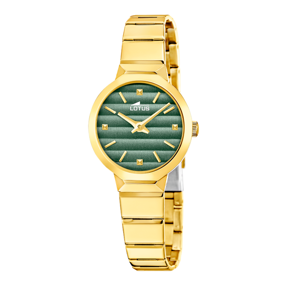 Lotus Orologio Solo Tempo Acciaio Gold Quadrante Verde