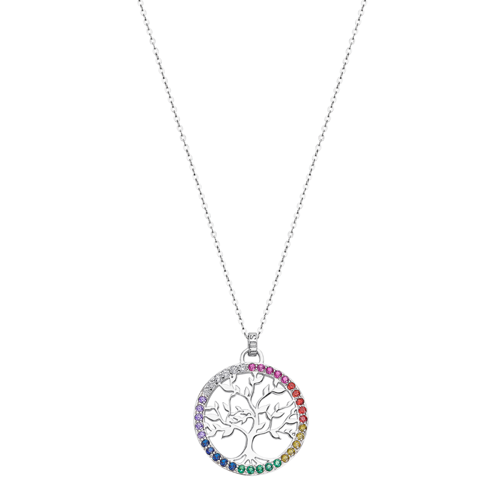 Lotus Collana Argento Albero Della Vita Multicolor