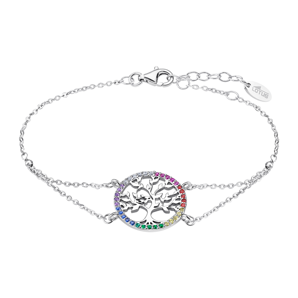 Lotus Bracciale Argento Albero Della Vita Zirconi Multicolor