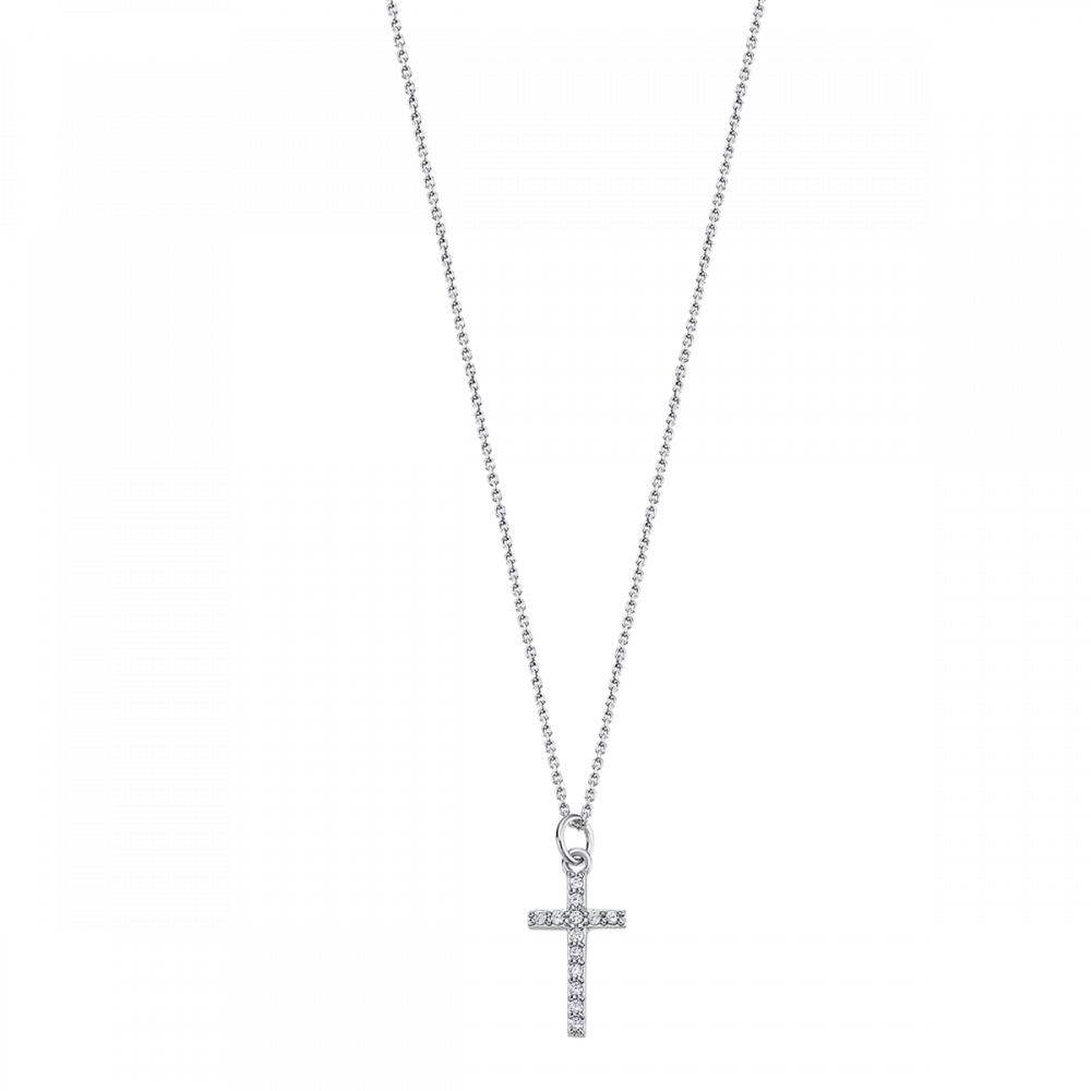 Lotus Collana Argento Croce Zirconi Bianchi