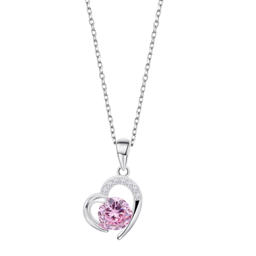 Lotus Collana Argento Cuore Zircone Rosa
