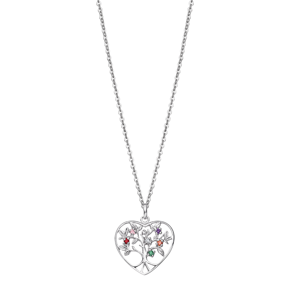 Lotus Collana Argento Cuore Albero Della Vita Multicolor