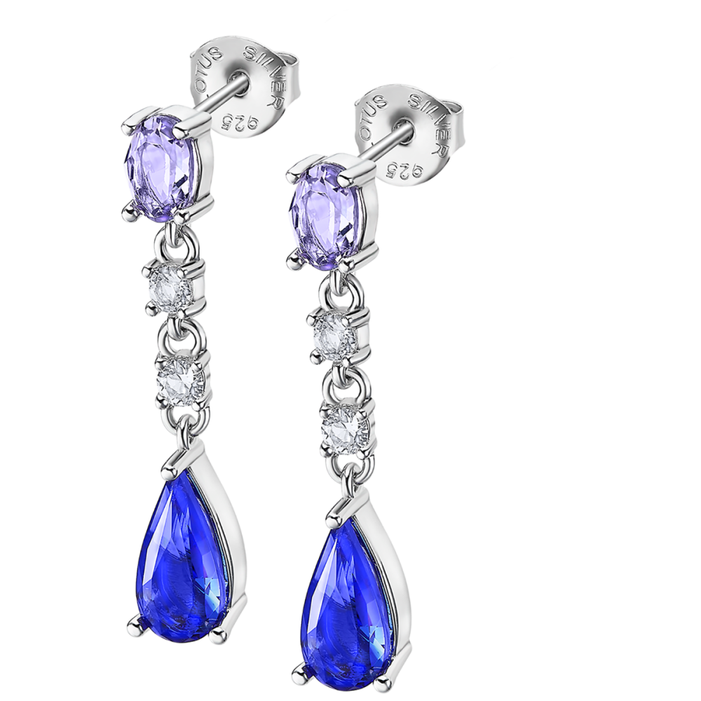 Lotus Orecchini Donna Argento Cristalli Blu