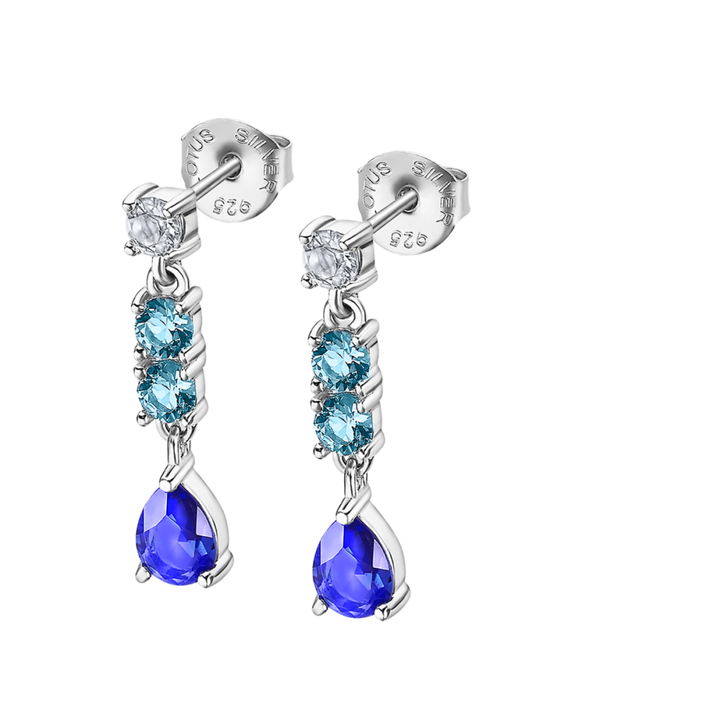 Lotus Orecchini Donna Argento Cristalli Blu