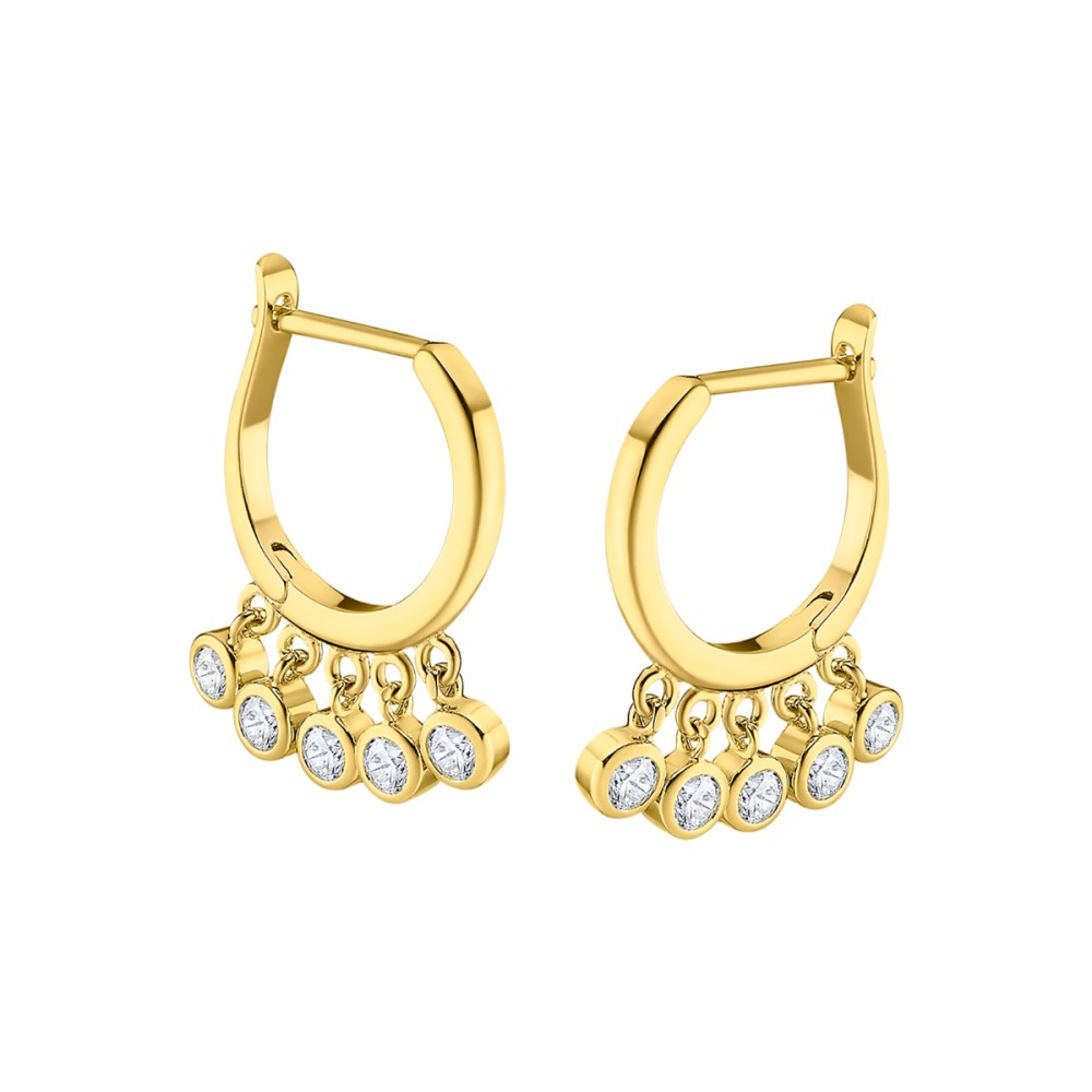 Lotus Orecchini Donna Argento Gold Cristalli Bianchi