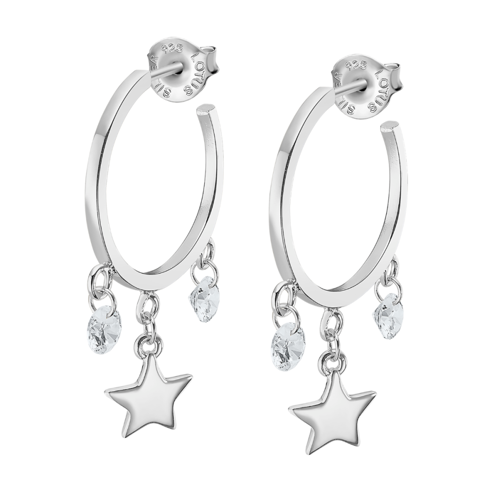 Lotus Orecchini Donna Argento Cristalli e Stella