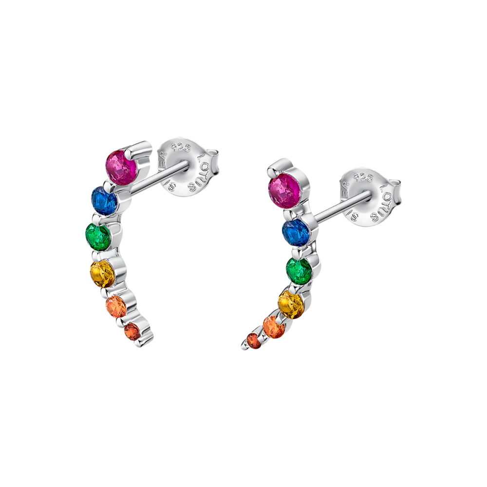 Lotus Orecchini Argento Zirconi Multicolor