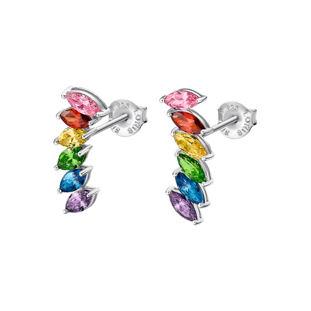 Lotus Orecchini Argento Zirconi Multicolor