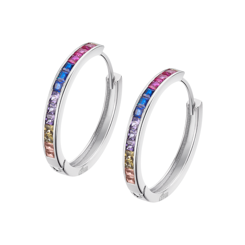Lotus Cerchio Argento Rodiato Zirconi Multicolor
