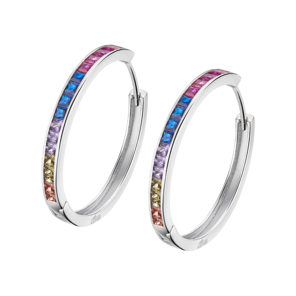 Lotus Cerchio Argento Rodiato Zirconi Multicolor