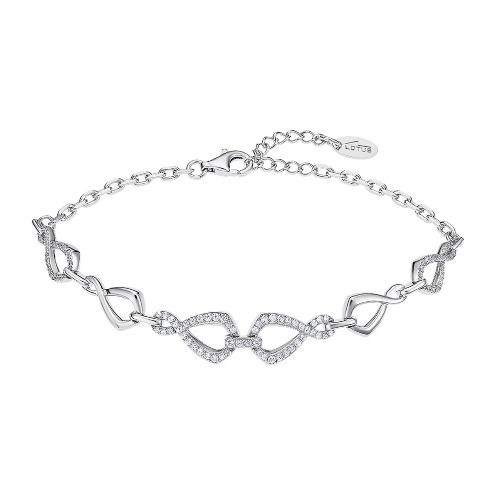 Lotus Bracciale Argento Rodiato Zirconi Bianchi
