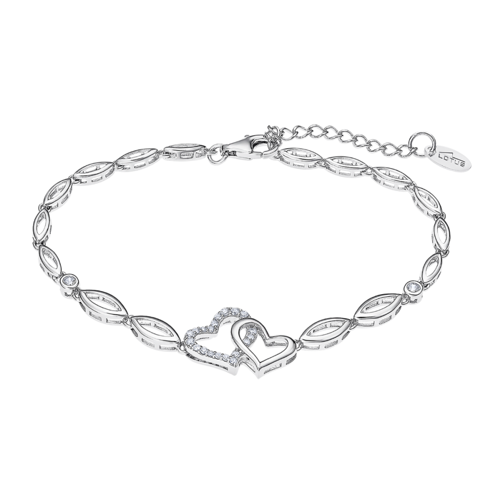 Lotus Bracciale Donna Argento Cuori e Cristalli