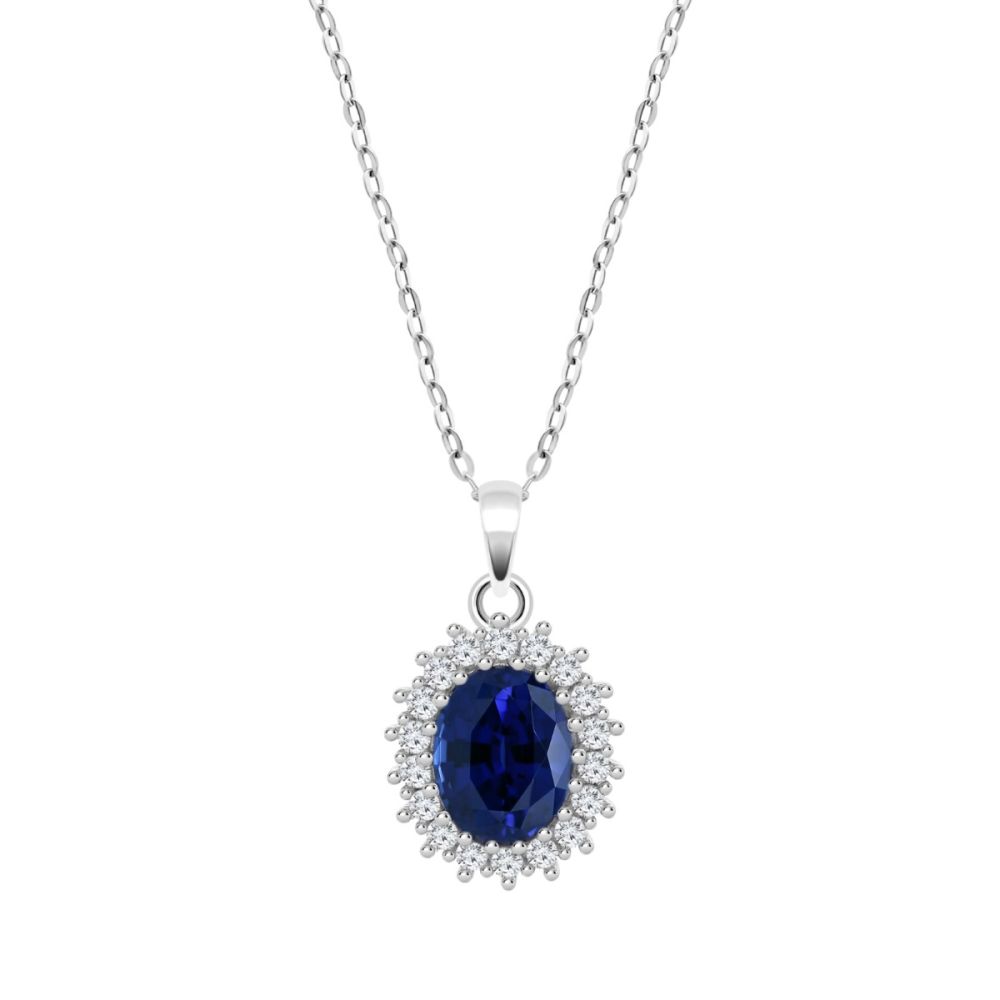 Lotus Collana Kate Argento Zircone Blu